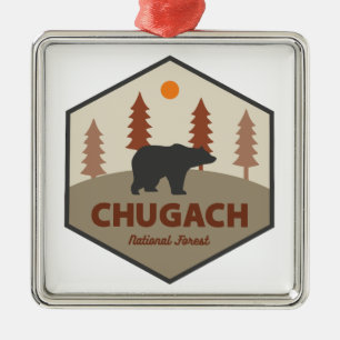 Chugach National Forest Alaska Bear Metal Ornament