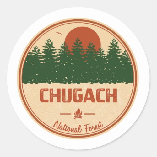 Chugach National Forest Classic Round Sticker