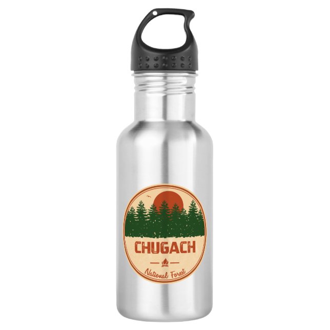 Chugach National Forest Stainless Steel Water Bottle (Front)