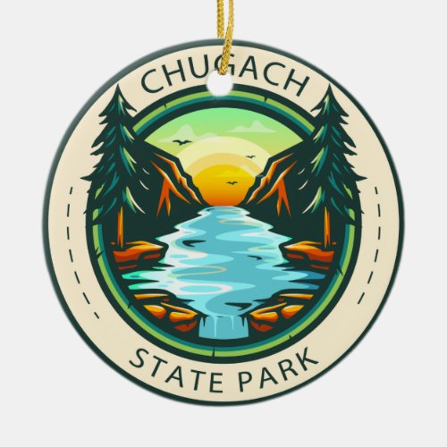 Chugach State Park Alaska Badge Ceramic Ornament