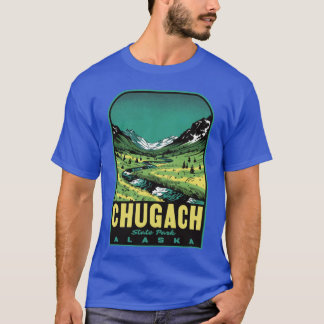 Chugach State Park Retro Halftone Alaska Wildernes T-Shirt