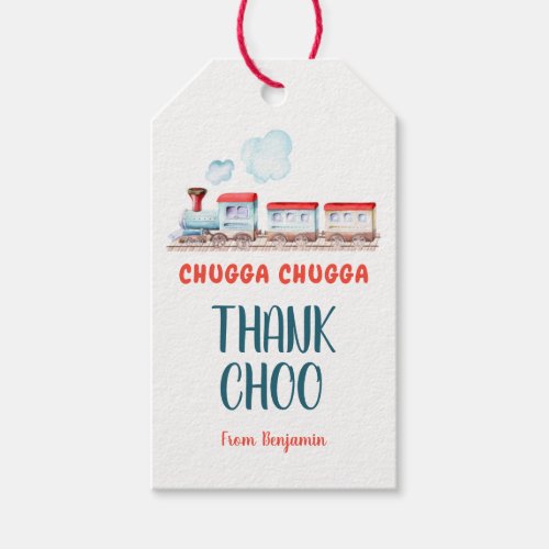 Chugga Choo Boy Vintage Train Red Blue Birthday Gi Gift Tags