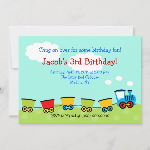 Chugga Choo Choo Train 5x7 Birthday Invitation