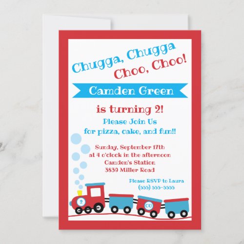 Chugga Choo Choo train birthday party invitation