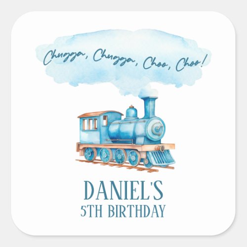 Chugga Choo Choo Vintage Train Birthday Party Square Sticker