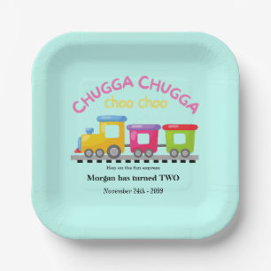 Chugga Choo Train Themed Cartoon 2nd Birthday  Paper Plates