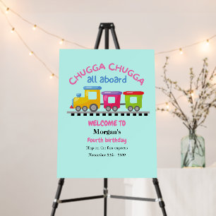 Chugga Choo Train Themed Cartoon Any Age Birthday  Foam Board