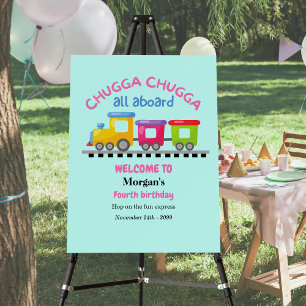 Chugga Choo Train Themed Cartoon Any Age Birthday  Foam Board