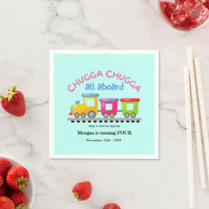 Chugga Choo Train Themed Cartoon Any Age Birthday Napkins