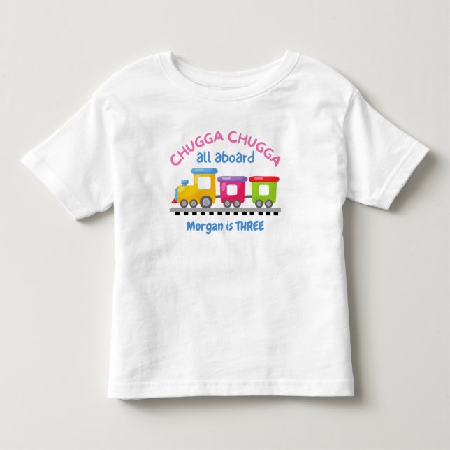 Chugga Choo Train Themed Cartoon Any Age Birthday  Toddler T-shirt (Front)