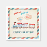 Chugga Choo Vintage Train Boy Red Blue Birthday