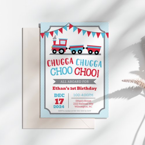 Chugga Chugga Choo Choo Birthday Party Invitation