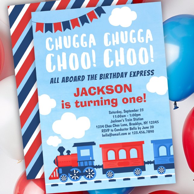 Chugga Chugga Choo Choo Boys Train 1st Birthday Invitation (Creator Uploaded)