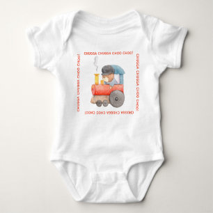 Chugga Chugga Choo Choo Teddy Bear Train Baby Bodysuit