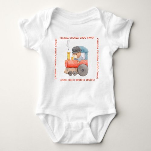 Chugga Chugga Choo Choo Teddy Bear Train Baby Bodysuit