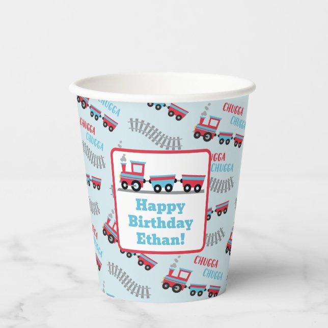 Chugga Chugga Choo Choo Train Birthday Party Cups (Front)