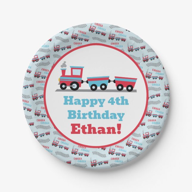 Chugga Chugga Choo Choo Train Birthday Plates (Front)