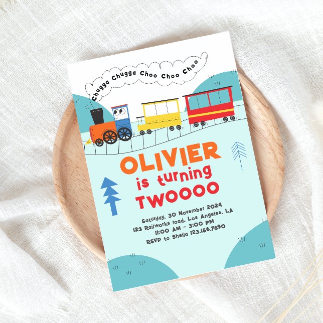 Chugga Chugga Choo Choo Train Boy Second Birthday Invitation (Creator Uploaded)