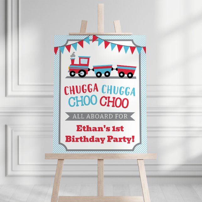 Chugga Chugga Choo Choo Train Party Sign (Chugga Chugga Choo Choo Train Birthday Party Welcome Sign)