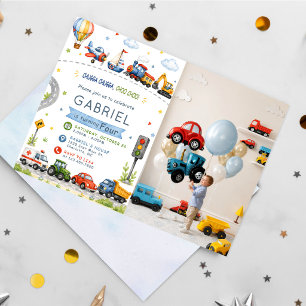 Chugga Chugga, Choo Choo! Transportation Birthday Invitation