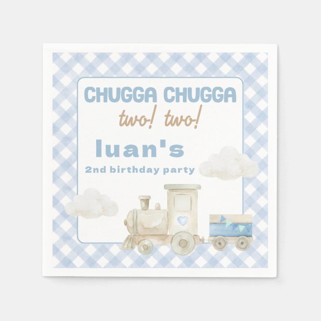 Chugga Chugga Train Birthday  Napkins (Front)