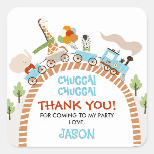 Chugga Chugga Train Birthday Thank You Square Sticker