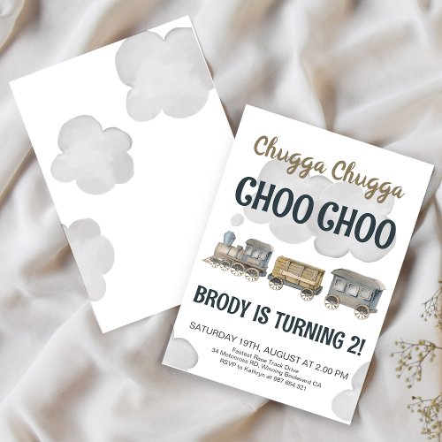 Chugga Chugga Two Two 2nd Birthday Invitation