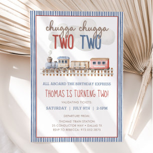 CHUGGA CHUGGA Two Two 2nd Birthday Train Birthday Invitation