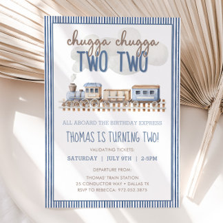 CHUGGA CHUGGA Two Two 2nd Birthday Train Birthday Invitation