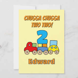 Chugga Chugga Two Two 2nd Birthday Train Invitation