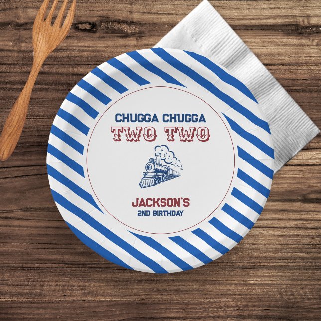 Chugga Chugga Two Two 2nd birthday train Paper Plates (Creator Uploaded)