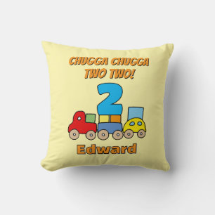 Chugga Chugga Two Two 2nd Birthday Train Throw Pillow