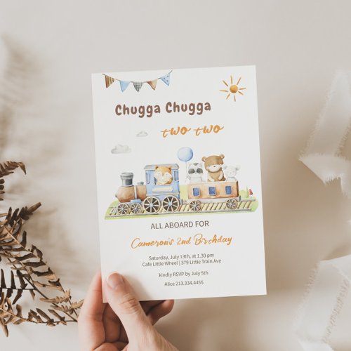 Chugga Chugga Two Two Birthday Train Invitation 