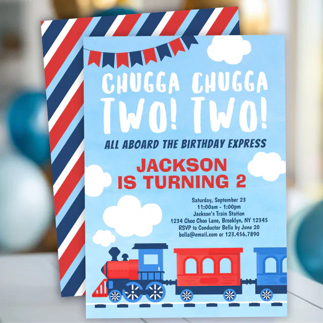 Chugga Chugga TWO TWO Boys Train 2nd Birthday Invitation | Zazzle for Chugga Chugga Two Two Free Printable