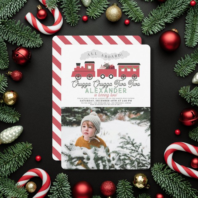 Chugga Chugga Two Two Christmas Train 2nd Birthday Invitation (Creator Uploaded)