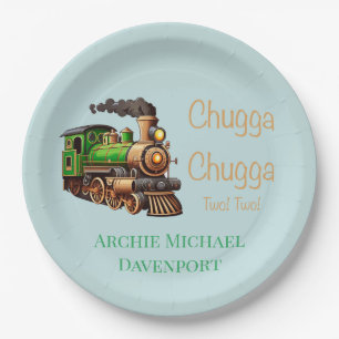 Chugga Chugga Two Two Green Train Birthday Party Paper Plates