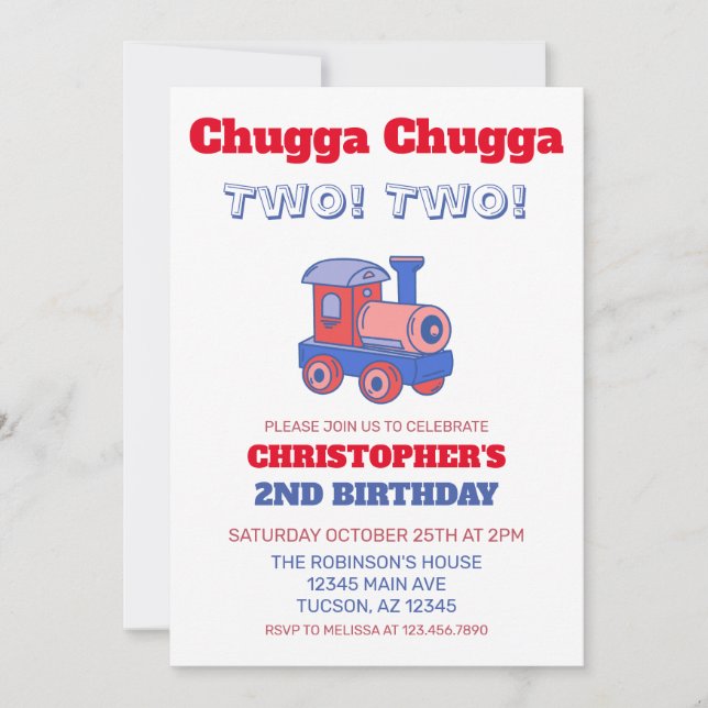 Chugga Chugga Two! Two! Invitation (Front)