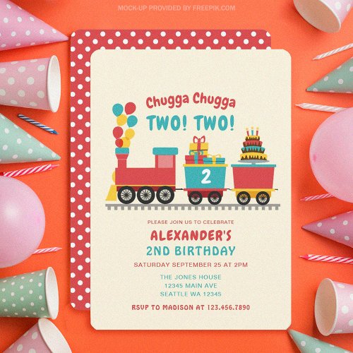 Chugga Chugga TWO TWO Kids Birthday Invitation