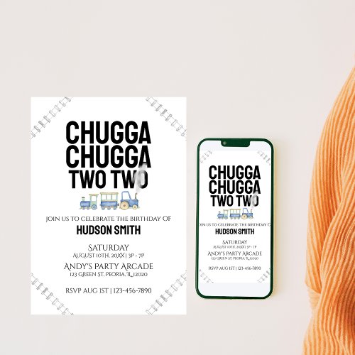 Chugga Chugga Two Two  Kids Birthday Invite