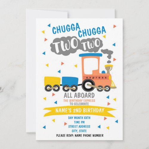 Chugga Chugga Two Two Party  Invitation