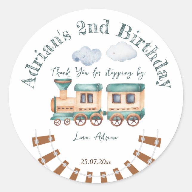 Chugga chugga two two train birthday classic round sticker (Front)