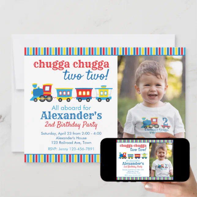 Chugga Chugga Two Two Train Birthday Invitation Zazzle