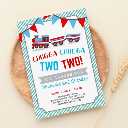 Chugga chugga two two train birthday invitation