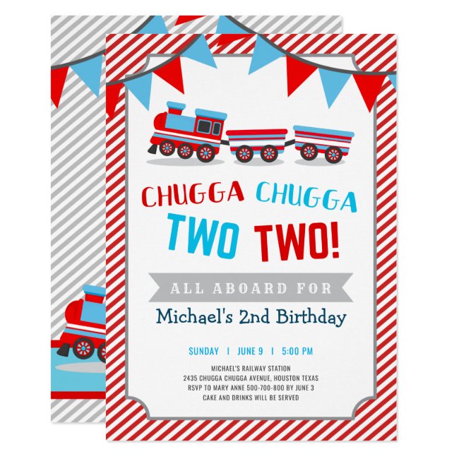 Chugga chugga two two train birthday invitation