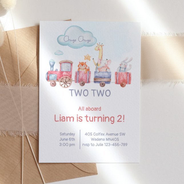 Chugga Chugga Two Two Train Birthday Party  Invitation (Creator Uploaded)