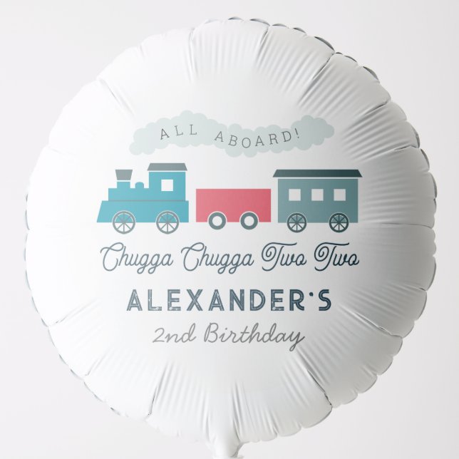 Chugga Chugga Two Two Train Blue Boy 2nd Birthday Balloon (Front)