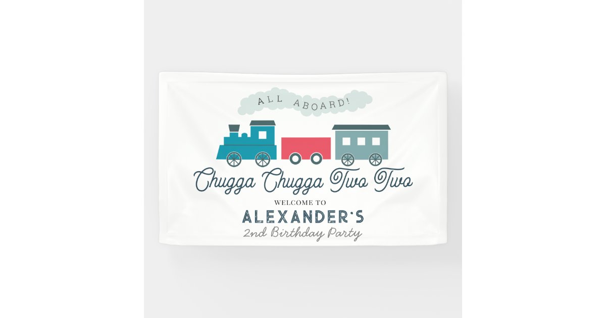 Chugga Toy Train Blue Custom 2nd Birthday Backdrop