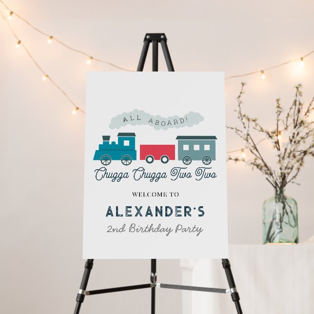 Chugga Chugga Two Two Train Blue Boy 2nd Birthday Foam Board (In Situ (Stand))