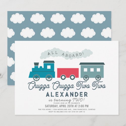 Chugga Chugga Two Two Train Blue Boy 2nd Birthday