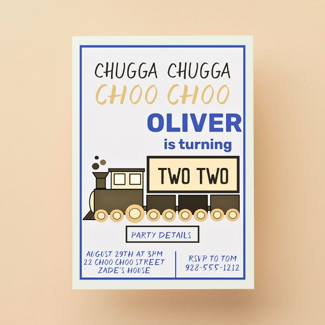 Chugga Chugga Two Two Train Boy's 2nd Birthday Invitation (Creator Uploaded)